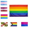 3x5 ft Rainbow Flag 6 Stripes Levande Färg och Fade Proof Canvas Header Ands Double Stitched Gay Pride Banner Flaggor Polyester med mässing Grommets Homosexual HH21-171