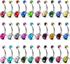 Hoop Huggie 5102030 Stück Bunte 14G Bauchnabelringe CZ Kristall Ohrstecker Für Frauen Piercing Schmuck Bars Nabel9178379