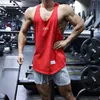 Mężczyźni kulturystyka Tank Top Gyms Trening Fitness Wytrzymał bawełniany rękawe koszula Ubranie Stringer Singlet Męska kamizelka 270c