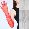 70CM Long Elbow Length Finger Bridal Gloves Semi Sheer Soft Tulle Wedding Bride Multicolor Dress Gloves