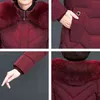 X-Long Warm Women Coats Slim Office Ladies Solid Women's Winter Down Jacket Fur Collarでフード付き厚いパッド入りパーカー211223