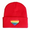 Unisex Rainbow Heart Broderi Stickad Hat Vinter Höst Pride Beanie Cap Y21111