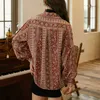 Vintage chemises à fleurs femmes rouge à manches longues chemise boutonnée haut pour femme lanterne manches Blouse vêtements coréens 210702