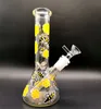 8 Inch Tall Hookahs Diamond and Bee Beaker Bong Glass Water Pipe Saml Dab Rig Diffusion Percolate Thickness With 14.4mm Bowl GB001
