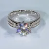 Solitaire 3CT Laboratorium Diamentowe Pierścień 925 Sterling Silver Para Zaręczyny Band Pierścienie Dla Kobiet Bridal Charm Party Jewelry