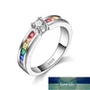 Mode Rainbow Engagement Lova Ringar för Kvinnor Zircon Rhinestone Vintage Luxury Finger Ring Bröllopsfest Smycken Gift Fabrikspris Expert Design Kvalitet