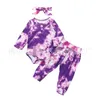 Baby Tie Dye Zestaw Odzież Multi Colors Bow Jesień Zima Bow Pałąk Długim Rękawem Spodnie Trzy kawałek Moda Ubrania Garnitur 25DH L2