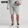 IEFB / Mäns Slitage Japan Stil Sträcktyg Tunn Lös Casual Knä Längd Byxor Pläterad Elastisk Midja Shorts Man 9Y3051 210716