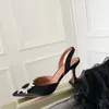 Amina Muaddi Begum Sapatos de seda enfeitados com cristais Sapatos de salto alto sandálias para mulheres Sapato de vestido de designer de luxo Calçado de fábrica com alça para noite