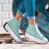 Sapatos femininos Moda Casual Tendência Sólida Cor De Lona Alta-Top Espessura Solicitada Confortável All-Match Sneakers 6KF112