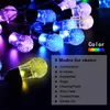 30pcs LED Bulb Light Solar String Lights 8 Working Modes 1200mAh RGBY Bubble Ball Strings for Christmas Party Holiday Garden Decoration