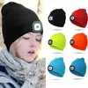 Barn strålkastare Cap 4 LED Night Lighting Beanie Hat med Light USB Uppladdningsbara Cykling Kepsar Masker