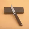 Top Quality Flipper Fodling Knife D2 Drop Point Satin Blade Black G10 + Stainless Steel Handle Ball Bearing EDC Pocket Knives