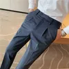 Abiti da uomo d'affari Abiti da lavoro Pantaloni da lavoro d'ufficio formali Pantaloni da sposa casual slim classici streetwear nero grigio 210527