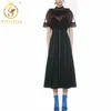 Arriva Self Portrait Summer Runway Long Dress Kobiety Cloak Rękaw Koronki Patchwork Suknie Vestidos 210520