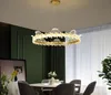 Lustre en cristal de salle de luxe lumière dorée postmoderne éclairage de restaurant minimaliste créatif lampe de chambre principale romantique et chaleureuse