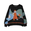 Pulls pour femmes Femmes Casual Mode Lâche Soft Winter Design Femmes Pull à manches longues CartoonColor Block Tricots de haute qualité