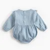 born Baby Girls Cowboy Long Sleeve Clothes Rompers Spring Autumn Toddler Triangle Jumpsuits 0-3Yrs 210429