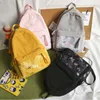 Mochila moda mulheres nylon amarelo mochila impermeável para meninas adolescentes saco de escola bonito estudante livro de livros de viagem mochila