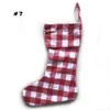 Kerst Plaid Print Stocking Sokken Snoep Gift Bag Xmas Boom Opknoping Ornament Newyear Party Decor DDA602