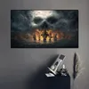 Modern Canvas Målning Pirate Ship at Sea Skull Abstract Art Vintage Mural Art on the Wall Affischer and Prints Art Pictures for Living Room