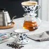Gocciolatore per caffè in ceramica Tazza con filtro antigoccia per caffè in stile dipinto a mano Macchina per caffè con versamento permanente con supporto separato per 1-4 tazze 210326