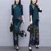 Chinese Style 2 Piece Sets Womens Outfits Retro Ensemble Femme Pieces Pantalon Elegant Luxury Floral Print Top&pants Set Women's Tracksuits
