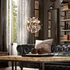 Retro Luxe Persoonlijkheid Iron K9 Crystal Floor Lamp E14 LED 6 Lights Globe Light voor El Lobby Woonkamer Dining Lampen