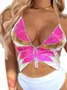 New Arrival Women's Butterfly-shaped Sequin Halter Top Sexy Deep V-neck BacklCrops Sling Vest for Summer Wear X0507