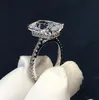 Choucong marca mujer anillo de bodas joyería de lujo solitario 925 plata esterlina forma radiante topacio blanco CZ diamante piedras preciosas eternidad fiesta anillos de compromiso regalo