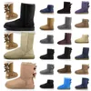 Wholesale Donne Boot Boot Luxury Tenere Stivaletti di moda invernale caldo Stivali di moda nera blu navy blu rosa raso media caviglia corto mini stivaletti pelliccia