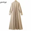 Vintage Solid Color Cotton Sukienka Kobiety Z Długim Rękawem Collar Collar Casual Plus Size Kobiet Jesień Vestido 210514