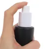 Bouteille de crème en verre dépoli noir bouteilles de pulvérisation de Lotion cosmétique bocaux rechargeables vides avec couvercles en plastique à Grain de bois