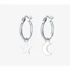 WOSTU Fashion Moon & Star Drop Real 100% 925 Sterling Silver Vintage Small Earrings For Women Luxury Jewelry FIE681