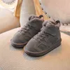 Winter Boots for Toddler Girl Cotton Shoes Fashion Solid Color Plush Warm Boys Ankle Anti-slip Girls Snow SX216 211227