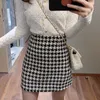 Fashion Women's skirt Woolen Plaid High Waist Slim Buttocks Short Mini Woman skirts Black Beige 1080 210323