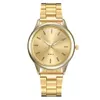 Luxury Pink Gold rostfritt stål klockor kvinnlig klassisk rund ratten kvarts titta på damer affärs armbandsur