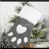 Juldekorationer Festliga tillbehör Hem GardenKristmas Party Dog Cat Paw Stocking Hängande träd prydnad Inredning Hosiery Plush Xmas Strumpor