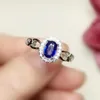 Clusterringen per sieraden Natural Real Sapphire of Ruby Emerald Ring 0.6ct edelsteen 925 Sterling Zilver Fijn T204151