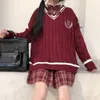 Japansk Slitage Pullover JK Tröja Lös V-nacke Regular Lång Ärmlöshet Hollow Out Stickning Kvinnor 210819