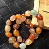 Naturlig mångfärgad Alxa Gobi Agat Gemstone Beaded Strand Armband Mäns Kvinnors Oregelbundna Rough China Desert Crystal Bön Sten Nugget Candy Beads Armband