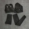 WareBall 4 Stks Yoga Set Dames Sportwear Gym Kleding Fitness Lange Mouw Crop Top Hoge Taille Leggings Sports Suits 210802