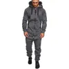 Camouflage à capuche combinaison hommes automne à manches longues fermeture éclair barboteuse mâle Streetwear sweat pantalon une pièce vêtements grande taille X0610