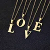 Stainless Steel Necklaces Initial Letter A-Z Pendant Necklace for Women Couple Gold Chain Necklace collier mujer Jewelry G12062519