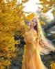 Casual Dresses Charmig Yellow Tulle Kvinnor Klänning För Po Skjut Handgjorda 3D Blommor Se igenom POGRAPE Long Prom Gown Custom Made