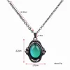 Mood Necklaces Retro Palace Elliptic Jewelry Pendant Necklace Temperature Control Color Change Necklace Stainless Steel Chain G1206