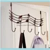 Rails Storage Housekeeping Organization Home Gardenwavy Musical Notes 5 Hooks Wall Mounted Coat Rack Clother Door Hanger Elegant304R