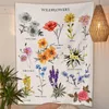 Tapestries Wildflowers Tapestry Wall Hanging Floral Plants Reference Chart For Home