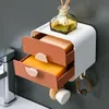 Creativity Drain Soap Dish Waterproof Toilet Storage Box Double Layer Wall Mounted Household Bathroom Accessories 210423