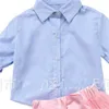 Emmababy Baby Gilrs Clothes 2PCS Baby Girls Clothing Set Plaid Long Sleeve Blouses + Pink Lace Skirts Summer 1-5Y Baby Fits 45 Y2